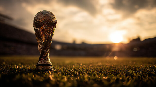 Imagem conceitual de ta&ccedil;a esportiva representa triunfo, t&iacute;tulo mundial, futebol, celebra&ccedil;&atilde;o e emo&ccedil;&atilde;o em grandes competi&ccedil;&otilde;es