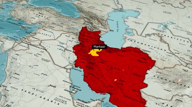 Strategic Map Highlighting Markazi Province Iran Located in Central Regional Geographical Area