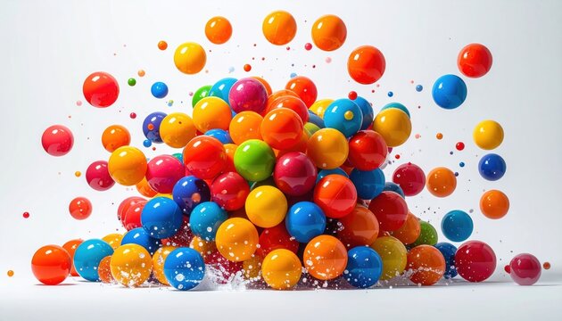 Vibrant Colorful Bouncing Balls Capturing Kinetic Energy in Dynamic Motion