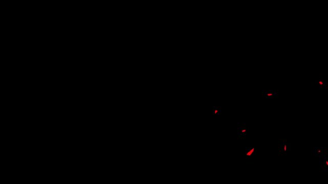 Red shards on black background abstract texture motion