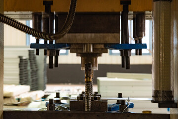 Close-up of Precision Forming Processing Equipment in the Machinery & Iron Factory Workshop