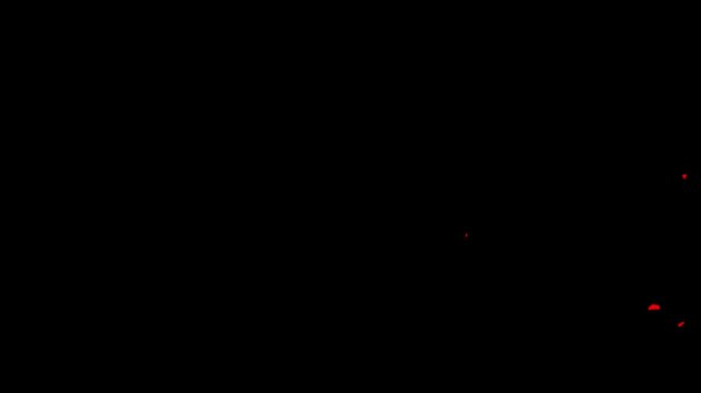 Red bits on black background pieces