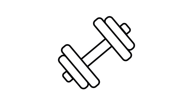 Clean black and white vector dumbbell icon, perfect for representing fitness, strength training, gym equipment, workouts, and sports apps. This minimalist, scalable symbol works seamlessly for UI/UX d