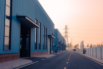 Beautiful exterior view of the Machinery & Iron Factory at sunset