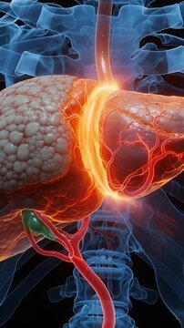 3D medical animation of liver cirrhosis and tissue scarring