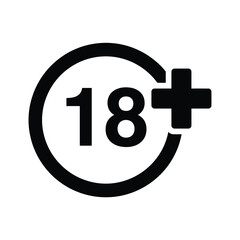 Obraz premium Black and white graphic depicting an 18 age restriction symbol