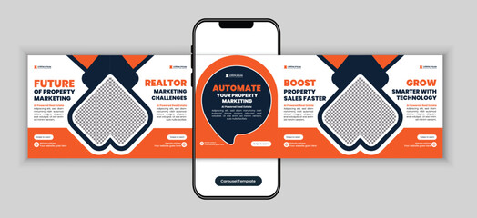 AI for Real Estate Agents Carousel Template, Property Marketing Automation Social Media Post Design for Realtors Business Promotion