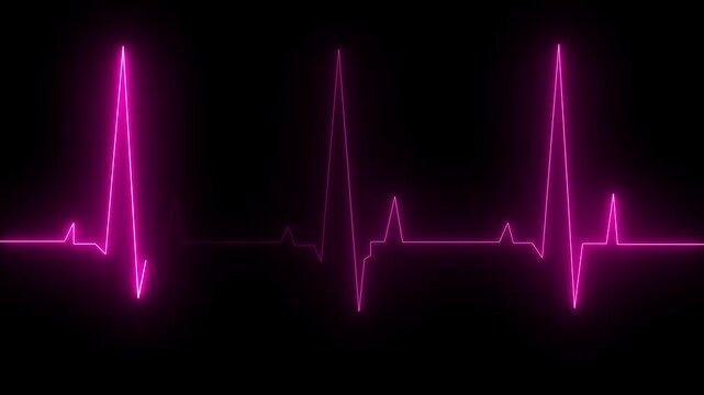 Glowing red neon heart shape on black background love symbol romantic lighting abstract design.