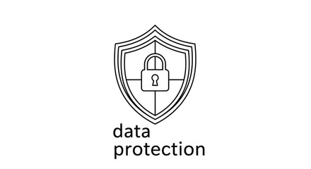 Naklejka premium Data protection concept a shield with a padlock and accompanying text