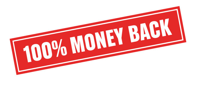 Red 100 percent money back guarantee stamp on white background