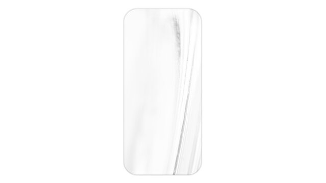 Transparent glass frame in the form of a telephone with soft reflections and realistic glare isolated on transparent background.