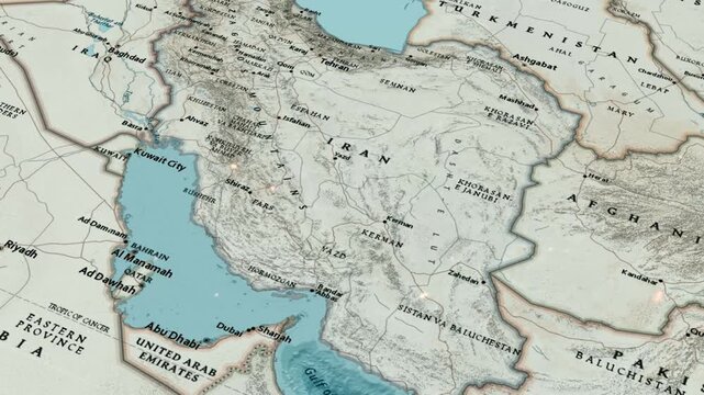 Strategic Map Highlighting Strait of Hormuz Maritime Gateway Between Iran And UAE