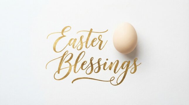 Artistic golden Easter blessing lettering on a textured light background with elegant flourishes.