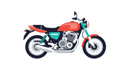Obraz premium A colorful flat design illustration of a classic motorcycle showcasing bold shapes and a distinct silhouette high quality professional detailed modern elegant