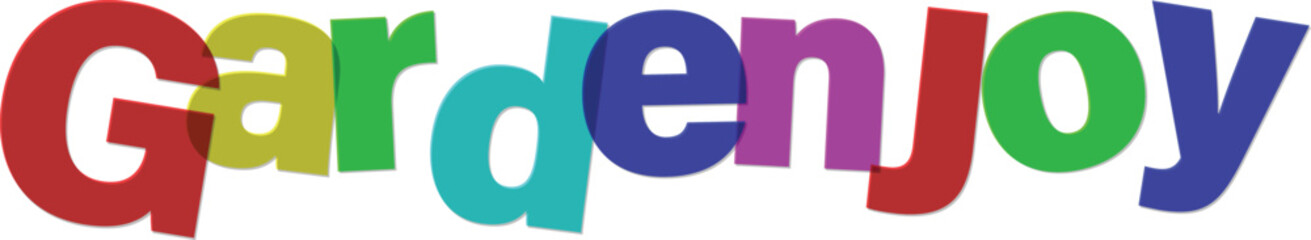 Colorful garden joy text graphic design element  multicolored typography © tara