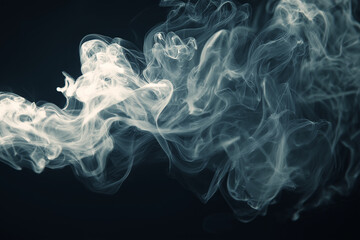 Fototapeta premium Cinematic dual-tone white smoke with warm highlight and teal tint on black background, ethereal swirling vapor overlay for atmospheric mystery