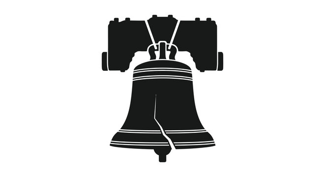 A striking black silhouette depicts the liberty bell a symbol of american freedom and history silhouette high quality professional detailed modern
