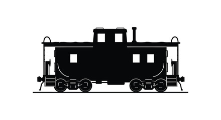 A detailed black silhouette of an old fashioned steam locomotive with a rectangular form silhouette high quality professional modern elegant stylish clean © CreativeAkash099