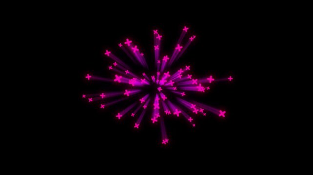 Yellow Plus Sign and X Mark Explosion on Black Background with Radiating Beams yellow plus signs x marks