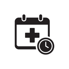 Obraz premium Medical appointment scheduling calendar interface silhouette icon