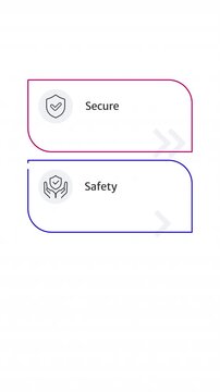 Security multicolor rounded rectangle 3 steps infographic animation. Shield with lock. Secure access to personal data. Internet safety. Modern flat icons workflow with animated flow path. HD video