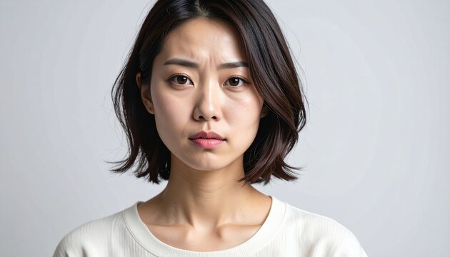 困惑する若い日本人女性の表情