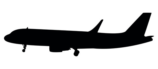 Print Black Airplane Silhouette Vector Illustration Ideal Stock