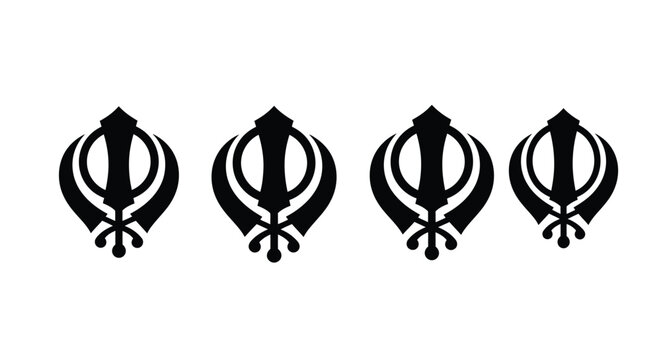 Four katar symbols displayed in a stark black silhouette