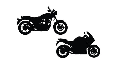 Obraz premium Two motorcycle silhouettes against a plain white background silhouette
