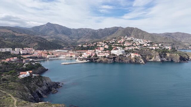 Vue a&eacute;rienne de Cerb&egrave;re  en Pays Catalan dans le d&eacute;partement des pyr&eacute;n&eacute;es orientales en r&eacute;gion occitanie. (66290)