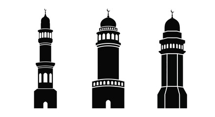 Obraz premium Three islamic minarets in a stark minimalist style silhouette