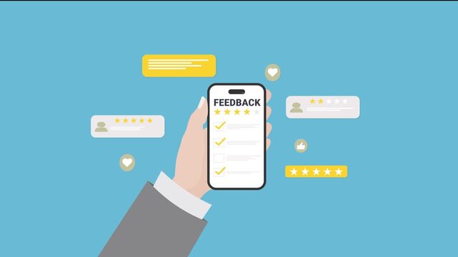 Customer feedback concept with rating and comment icons