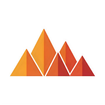 Orange red pyramid shapes on black background triangle