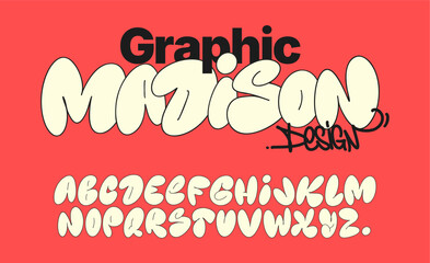 Graffiti bubble alphabet set, funky balloon organic typeface in trendy retro style for posters and street design © rosovskyi