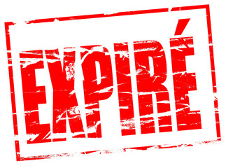 Digital composite  Red rubber stamp effect. Expir&eacute; - French for Expired passport, document, date, past, sale by, expiration, documentation, license,sell by, driving licence,