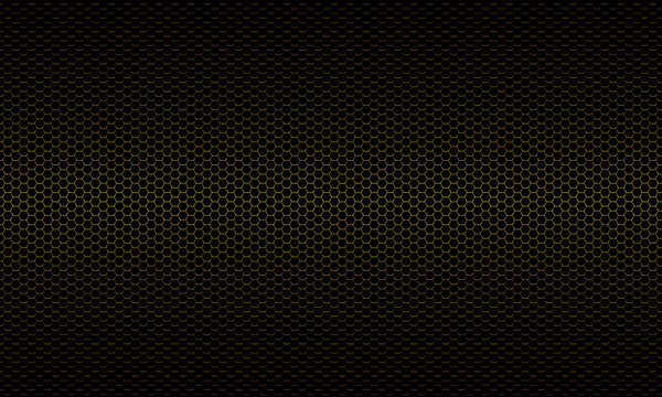 Abstract golden hexagon mesh pattern on black background vector