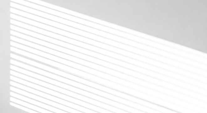 Closeup view of a white window blind with sunlight shining through isolated on transparent background