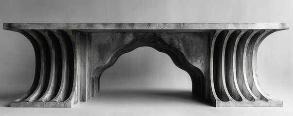 Modern stainless steel table with architectural design elements