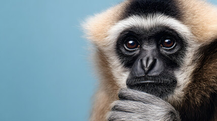 Obraz premium Closeup of a gibbon with thoughtful pose
