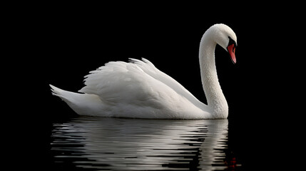 Fototapeta premium White swan on calm water