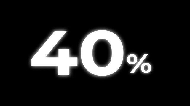 abstract 40 percent animation on black background.40 percentage discount animated 4k video.