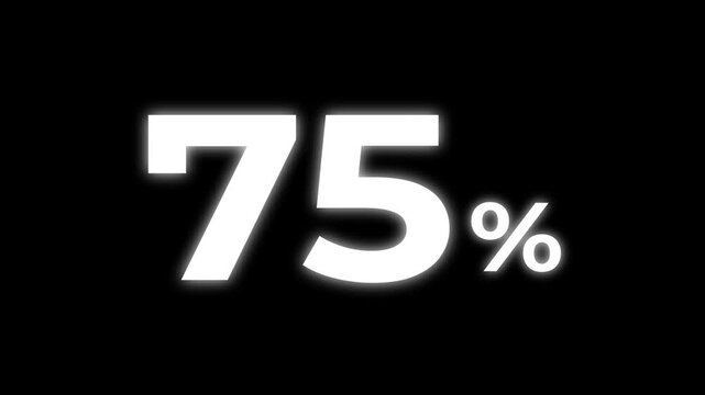 abstract 75 percent animation on black background.75 percentage discount animated 4k video.