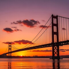 Fototapeta premium Golden Gate Bridge at Sunset - A San Francisco Icon.