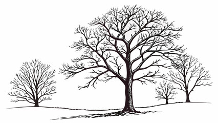 Obraz premium Winter trees silhouettes collection