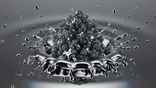 Dynamic High Speed Water Splash With Droplets.