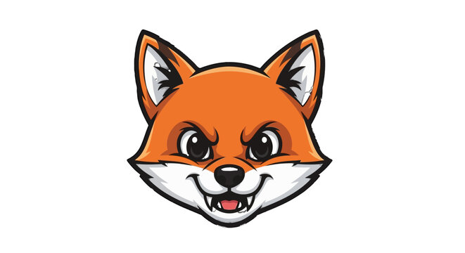 Cute Sly Fox Head Winking with Cheerful Expression on Isolated White Background