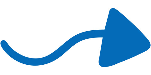 Vector illustration of Filled single-line hand-drawn arrow 5 (blue)