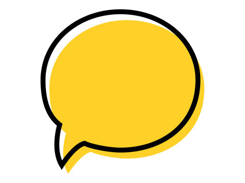 Simple speech bubble set, vector yellow frame sticker, flat message box, blank chat box element, frame border, banner