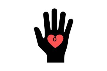 Obraz premium A minimalist vector graphic of a hand with a heart on its palm