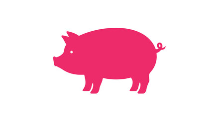 Obraz premium A simple and adorable illustration of a pink pig in profile view, against a white background, perfect for various design projects